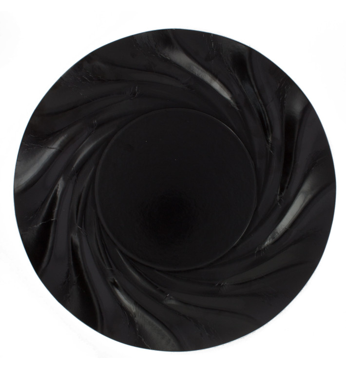 Paper Plate Round Shape Black "Acuario" 35cm (100 Units)