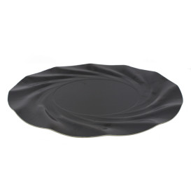 Paper Plate Round Shape Black "Acuario" 35cm (100 Units)