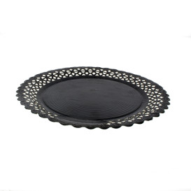 Paper Plate Round Shape Doilie Black 20cm (100 Units)