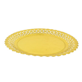 Paper Plate Round Shape Doilie Gold 20cm (100 Units)