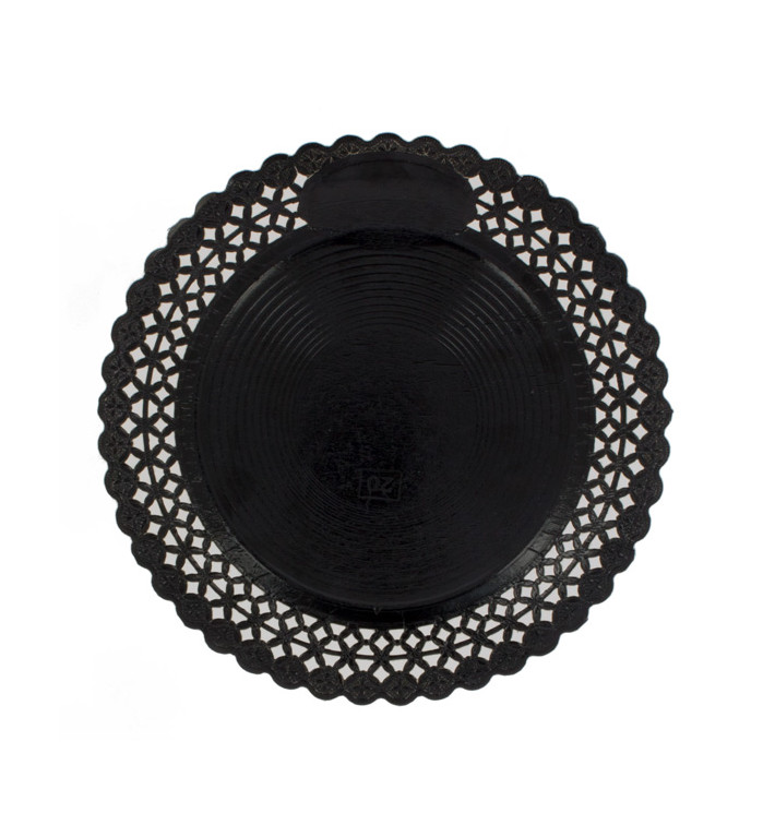 Paper Plate Round Shape Doilie Black 35cm (50 Units) 