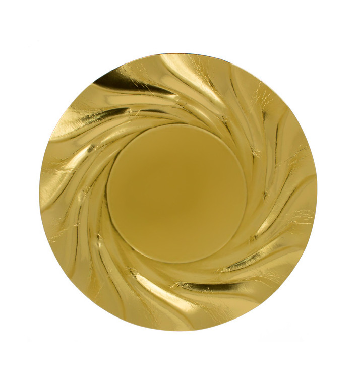 Paper Plate Round Shape Gold "Acuario" 35cm (25 Units) 