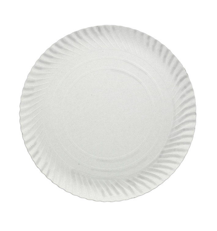 Paper Plate Round Shape White 21cm 500g/m2 (100 Units) 