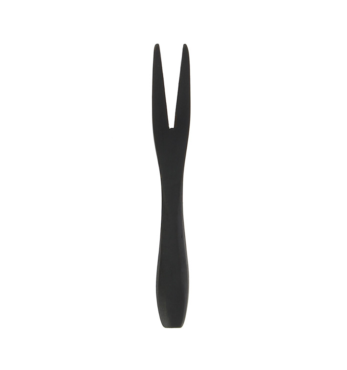 Bamboo Tasting Mini Fork Black 9 cm (50 Units) 