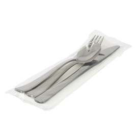 Plastic Cutlery kit PS Metallized 3 Pieces with Napkin (300 Units)