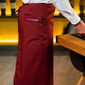 Serving French apron 2 pocket Burgundy 90x110cm  (1 Unit) 