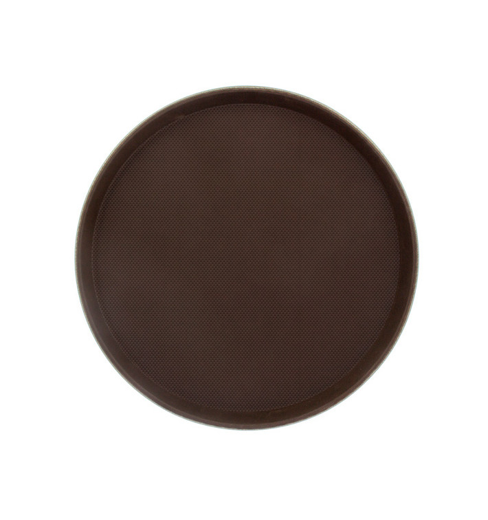 Plastic Tray Round Non-Slip Brown Ø40,0cm (1 Unit) 