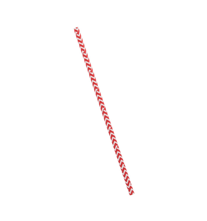 Paper Straw Straight Red and White Ø0,6cm 20cm (6000 Units)