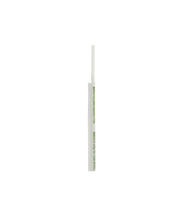 Plastic Straw Flexible PLA Wrapped White Ø0,5cm 21cm (250 Units)