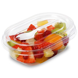 Plastic Salad Bowl APET shape with Fork 750ml 19x14x9,5cm (75 Units)