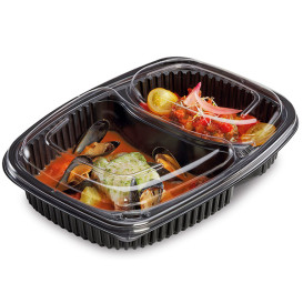 Plastic Container PP Rectangular Shape 2C 1250ml 25,5x18,9x4,5cm (40 Units) 