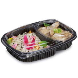 Plastic Container PP Rectangular Shape 2C 1250ml 25,5x18,9x4,5cm (40 Units) 