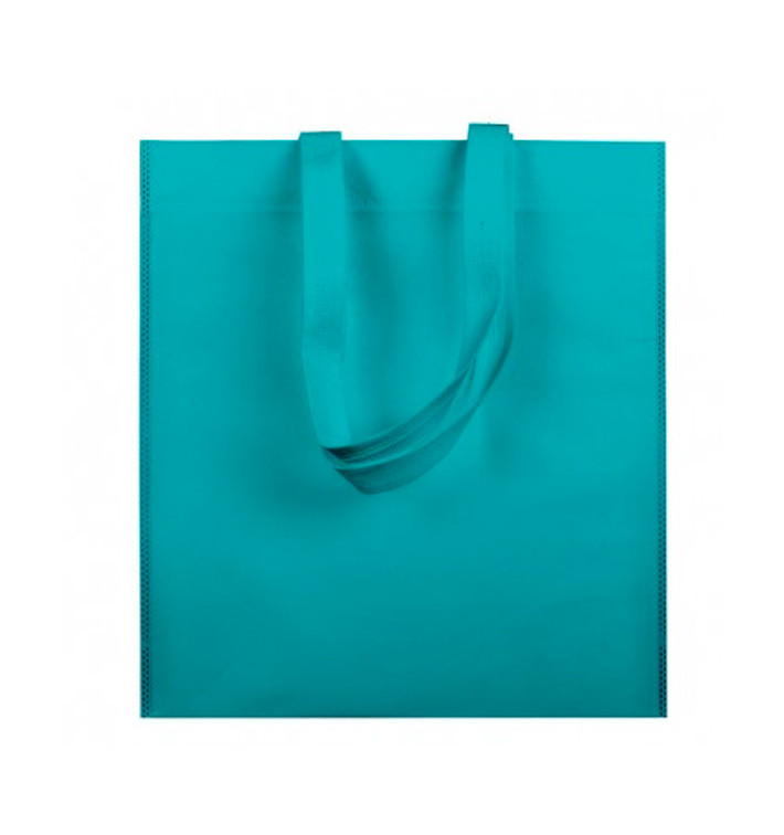 Non-Woven Bag with Short Handles Aquamarine 38x42cm (200 Units)