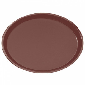 Plastic Tray Oval Non-Slip Brown 67,0x55,5cm (6 Units)