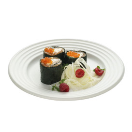 Sugarcane Plate Premium Wave White Ø23cm (50 Units) 