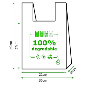 Plastic T-Shirt Bag 100% Biodegradable 35x50cm (100 Units) 