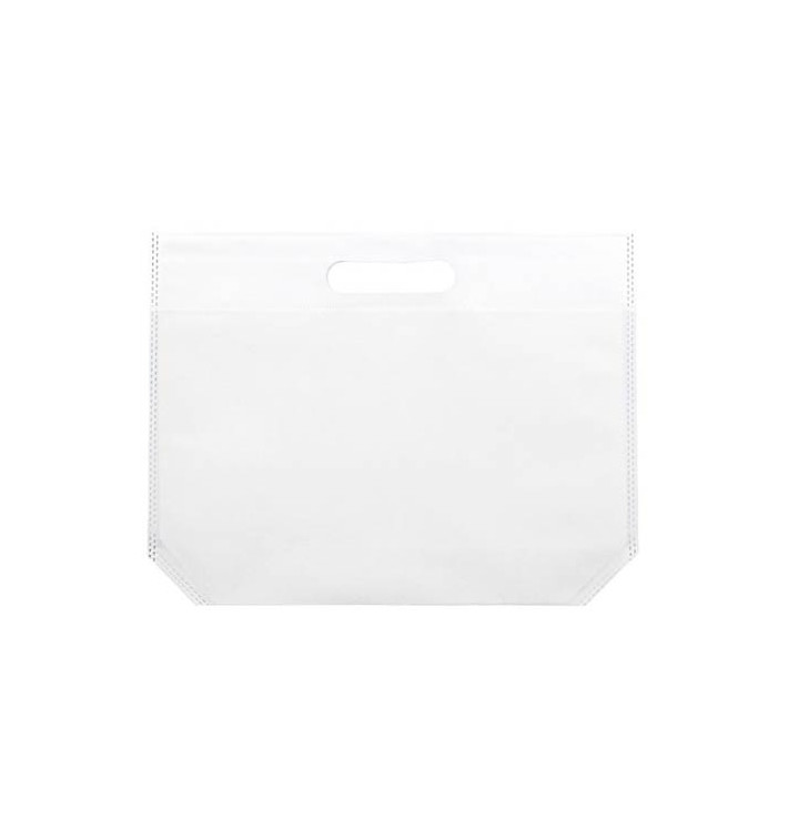 Non-Woven Bag with Die-cut Handles White 34+8x26cm (25 Units)