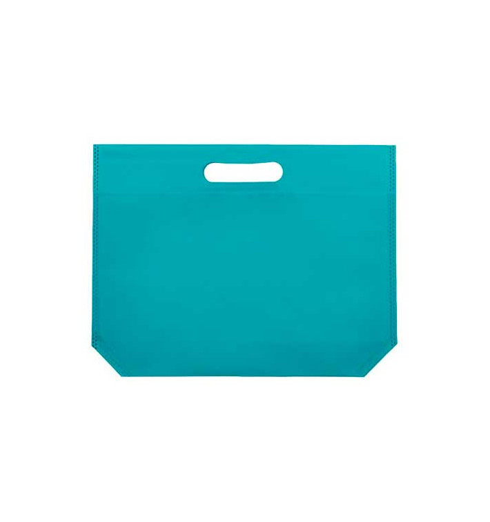 Non-Woven Bag with Die-cut Handles Aquamarine 34+8x26cm (200 Units)