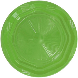 Plastic Plate Deep Round shape Octogonal Yellow Green Ø22 cm (250 Units)