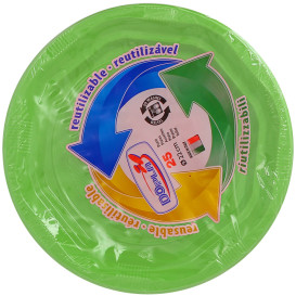 Plastic Plate Deep Round shape Octogonal Yellow Green Ø22 cm (250 Units)