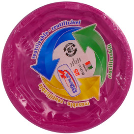 Plastic Plate Deep Round shape Octogonal Fucsia Ø22 cm (25 Units) 