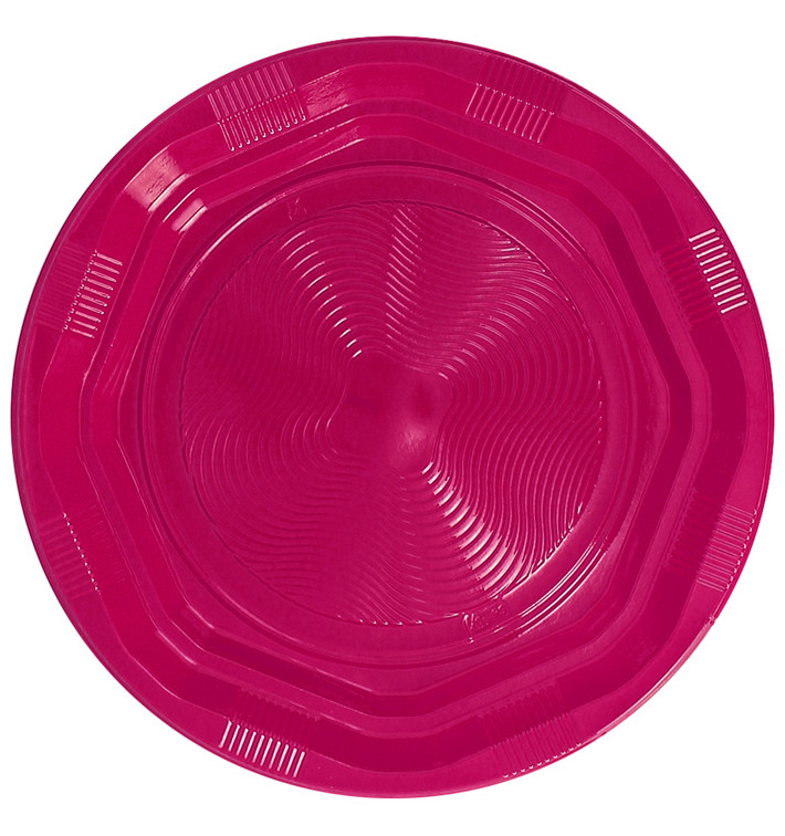 Plastic Plate Deep Round shape Octogonal Fucsia Ø22 cm (25 Units) 