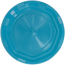 Plastic Plate Deep Round shape Octogonal Light Blue Ø22 cm (250 Units)