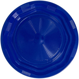 Plastic Plate Deep Round shape Octogonal Blue Ø22 cm (250 Units)