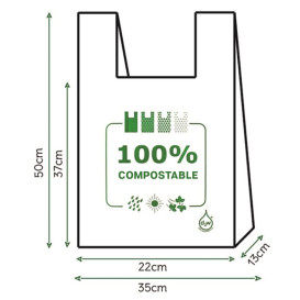 Plastic T-Shirt Bag 100% Biodegradable 35x50cm (100 Units) 