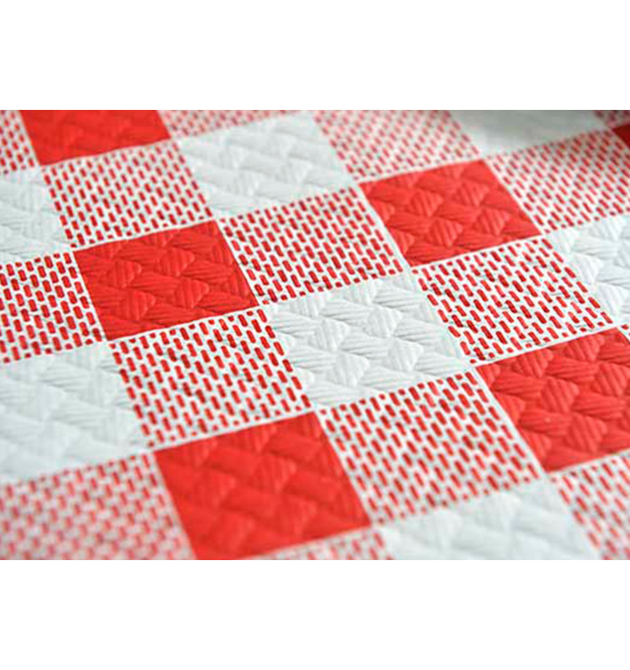 Pre-Cut Paper Tablecloth Red Checkers 40g 1,2x1,2m (400 Units)  