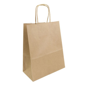 Paper Bag with Handles Kraft Brown 100g 22+11x27cm (200 Units)