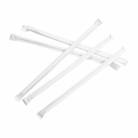 Paper Straw Straight White Wrapped With a White Sleeve Ø0,8cm 20cm (300 Units)