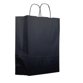 Paper Bag with Handles Kraft Black 100g 25+11x31cm (200 Units)