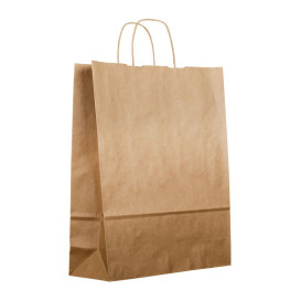 Paper Bag with Handles Kraft 100g 25+11x31cm (25 Units) 