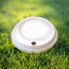 Lid with Hole of Moulded Cellulose Fibre White Ø9,0cm (50 Units)