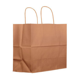 Paper Bag with Handles Kraft Brown 100g 27+14x26 cm (200 Units)