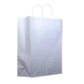 Paper Bag with Handles Kraft White 100g 32+12x41cm (200 Units)