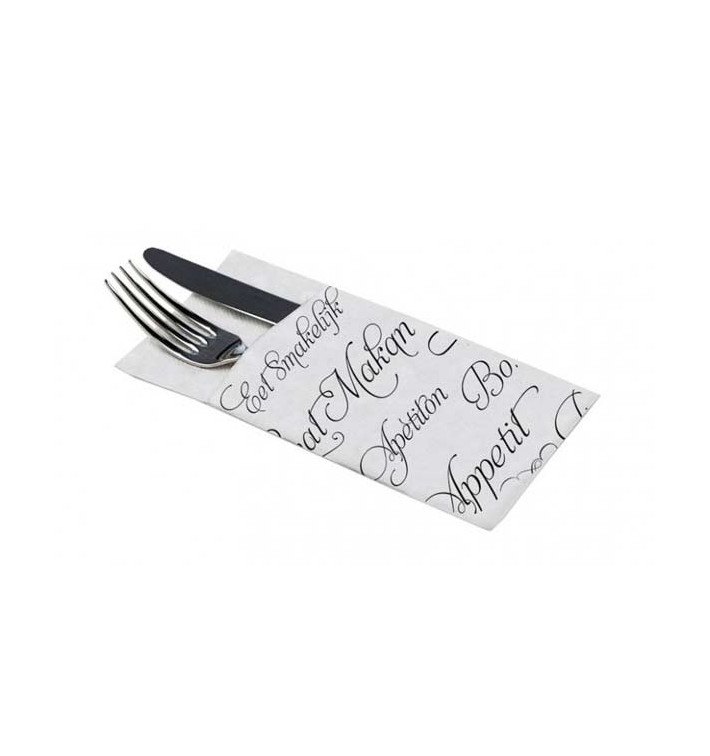 Pocket Fold Paper Napkins "Enjoy your meal" 40x40cm (960 Units)