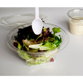 Plastic Salad Bowl APET Round shape with Spoon 150ml Ø12cm (420 Units)