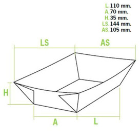 Paper Food Boat Tray Kraft-Kraft 300ml 11x7x3,5cm (25 Units) 