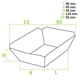 Paper Food Boat Tray Kraft-Kraft 250ml 9,6x6,5x4,2cm (25 Units) 