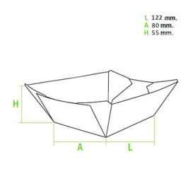 Paper Food Boat Tray Kraft 525ml 12,2x8x5,5cm (25 Units) 