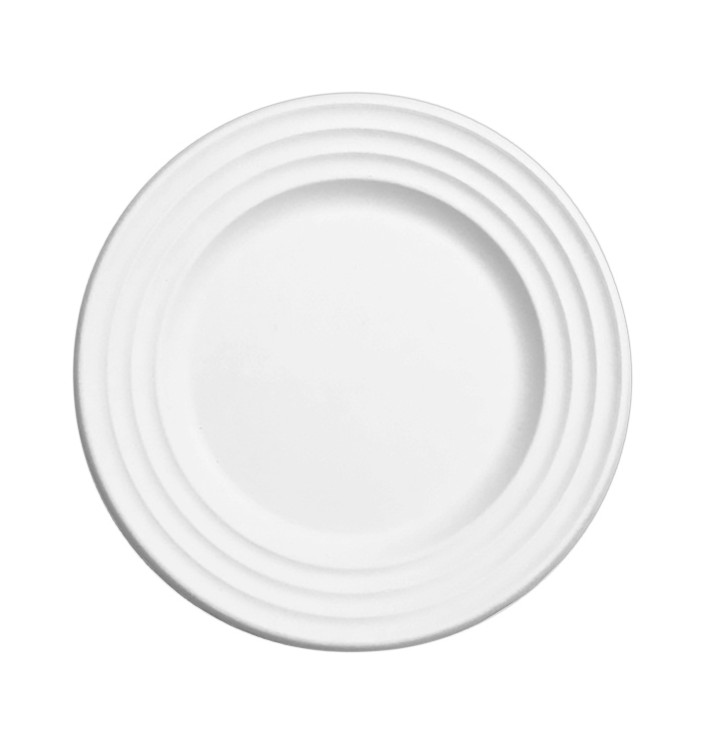 Sugarcane Plate Premium Wave White Ø26cm (50 Units) 