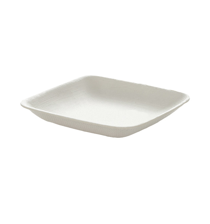 Sugarcane Mini Plate Square Shape White 6,5x6,5 cm (600 Units)