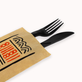 Paper Cutlery Envelopes with Napkin "Tribal" (1000 Units)