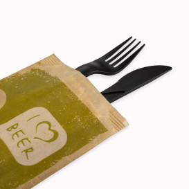 Paper Cutlery Envelopes with Napkin "I Love Beer" (125 Units)