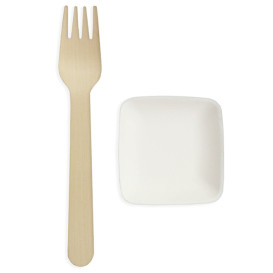 Sugarcane Mini Plate Square Shape White 6,5x6,5 cm (600 Units)