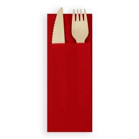 Pocket Fold Paper Napkins Red 30x40cm (30 Units) 