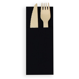 Pocket Fold Paper Napkins Black 30x40cm (30 Units)