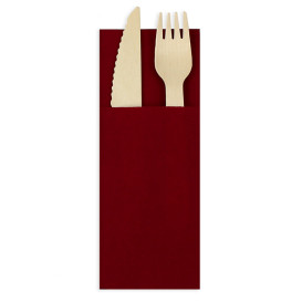 Pocket Fold Paper Napkins Burgundy 30x40cm (30 Units) 